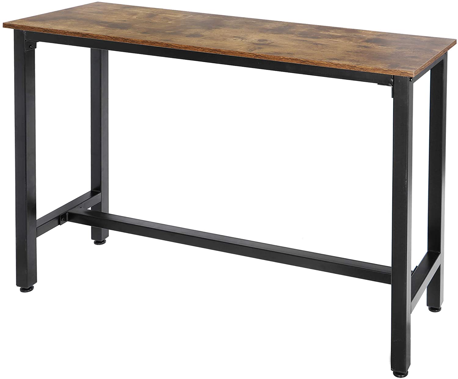 B08MTD1KTD SUPER DEAL 47.2” Rectangle Pub Bar Table - Industrial Design Narrow Dining Coffee Table with Sturdy Steel Frame Counter Height Table for Kitchen, Living Room, Dining Room