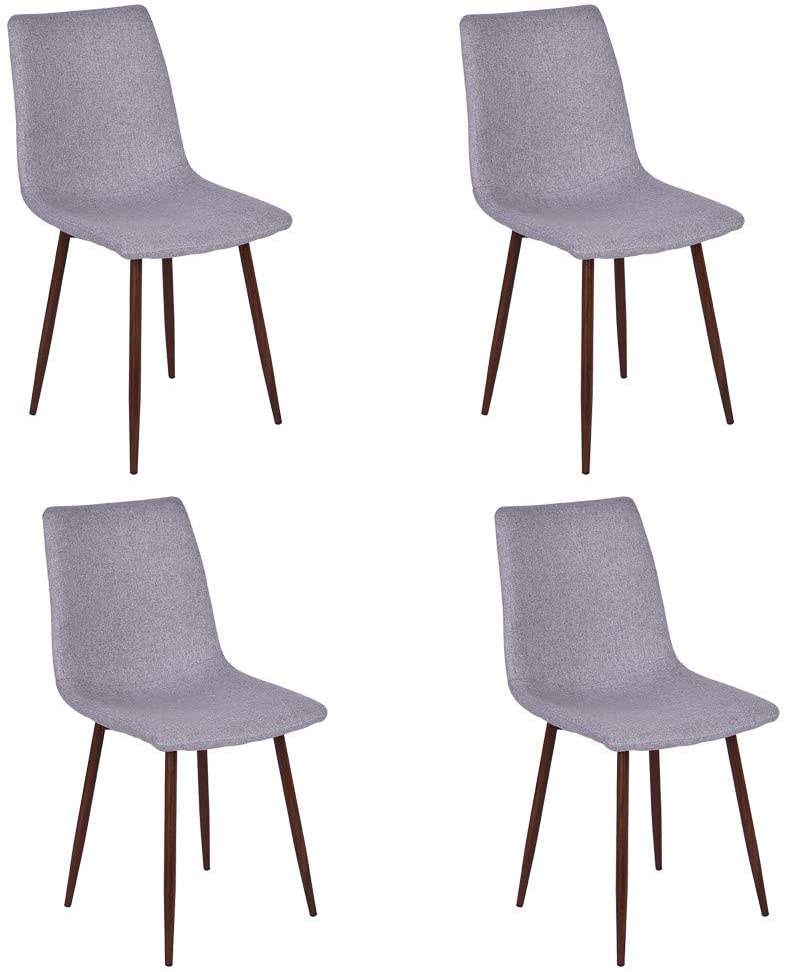 B0828FDGZJ Samoii Dining Chairs Set of 4, Kitchen Chairs with Fabric Cushion Seat Back, Modern Mid Century Living Room Side Chairs with Sturdy Metal Legs for Kitchen Dining Room (Gray)