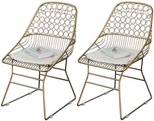 B08CL3FSGB JIASHANHAO 2-Piece Comfortable Golden Metal Frame Lounge Chair Dining Chair for Kitchen Living Room Balcony White Leather Cushion (Color : #2)