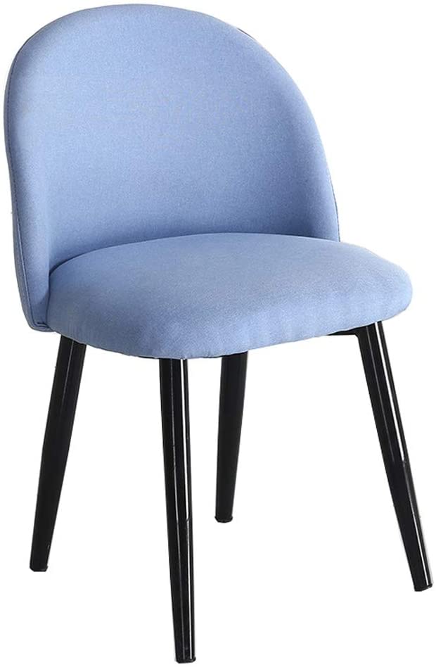 B086ZV869S SN Leisure Sofa Chair Kitchen Dining Chairs Counter Lounge Living Room Corner Chairs Fabric Linen Reception Chairs with Backrest Soft Cushion (Color : Blue, Size : Metal Legs)