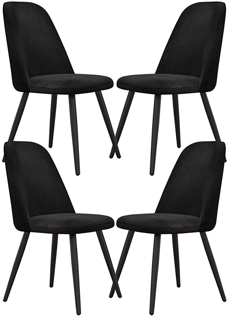 B086SMVXSH Flannel Dining Chairs Comfortable Kitchen Living Room Chairs with Sturdy Metal Legs Reception Chairs Set of 4 with Backrest and Padded Seat (Color : H)
