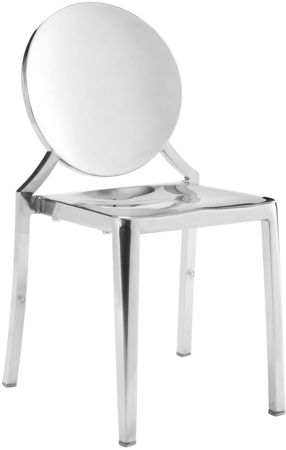 B07649JKNL Modern Contemporary Urban Kitchen Room Dining Chair, Silver, Metal Stainless Set of 2