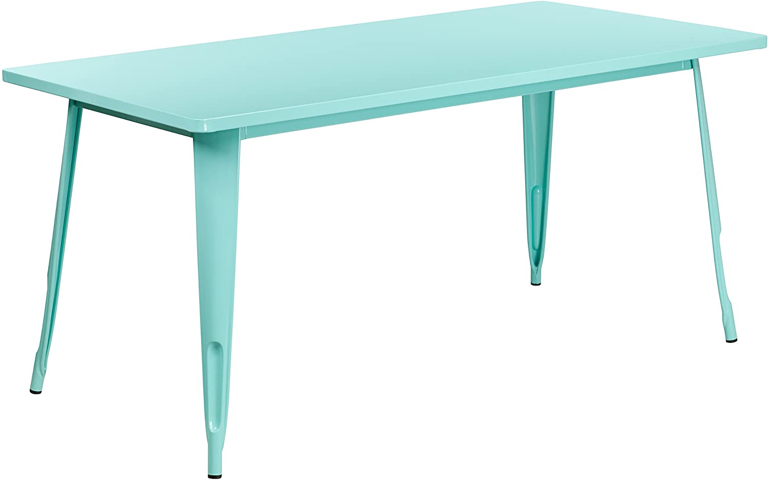 B01KVHSALM Flash Furniture Commercial Grade 31.5" x 63" Rectangular Mint Green Metal Indoor-Outdoor Table