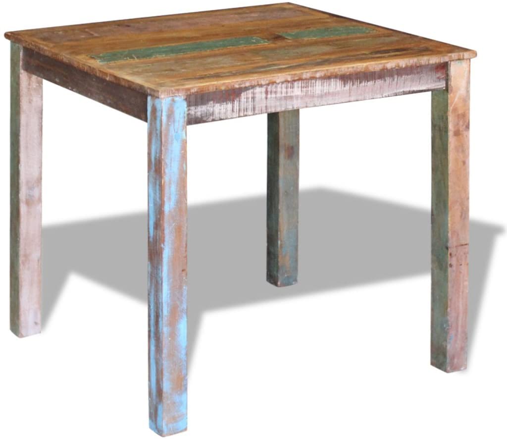 B077TGP57F Festnight Retro Dining Table Reclaimed Wood Side Desk Square Tall Coffe Table Handmade Dining Room Kitchen Home Furniture 32"x 32"x 30"