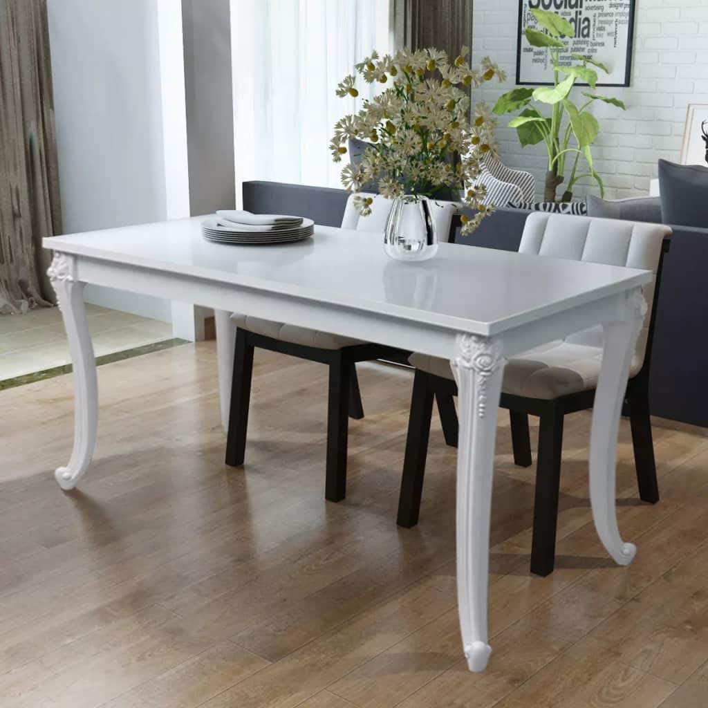 B07M6334DL Tidyard High Gloss Dining Table, Rectangular Dining Table for Home Dining Room Kitchen Living Room White