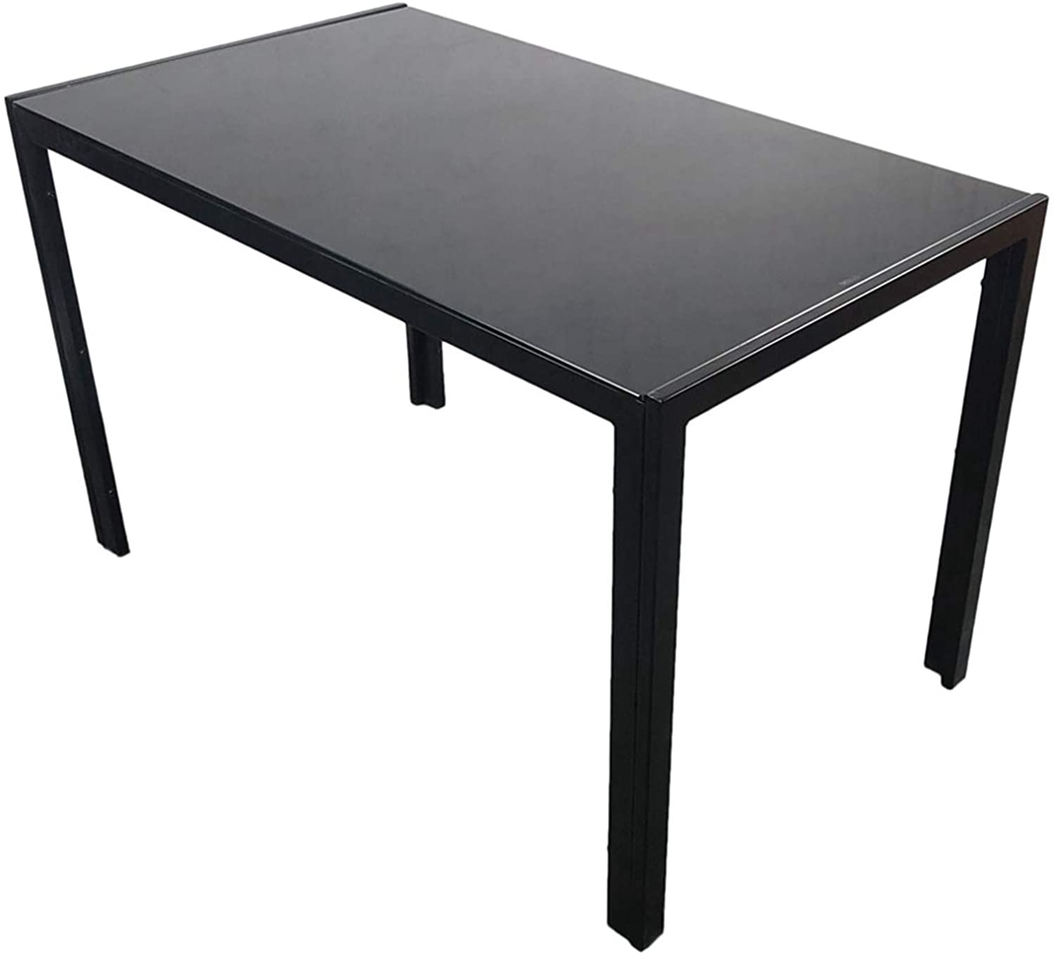 B08LNVGBHK Simple Assembled Tempered Glass & Iron Dinner Table Black Fancy Dining Table Dining Tables Dining Room Table for Small Spaces Kitchen Modern Table for Home Furniture
