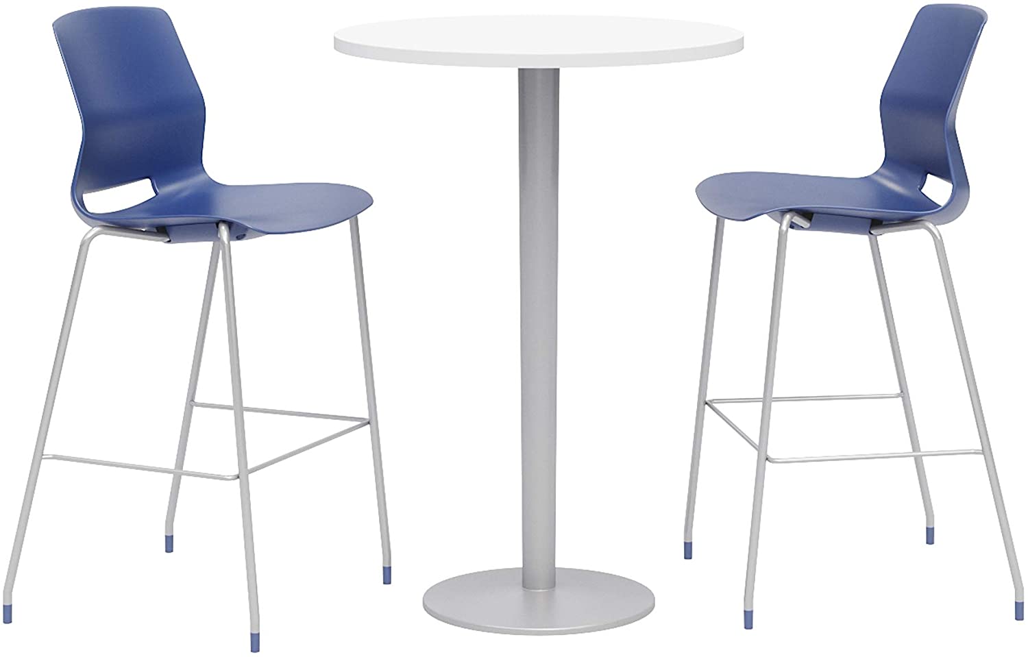 B0892VKBMY Olio Designs Dining Room Furniture, Designer White Table, Navy Stools