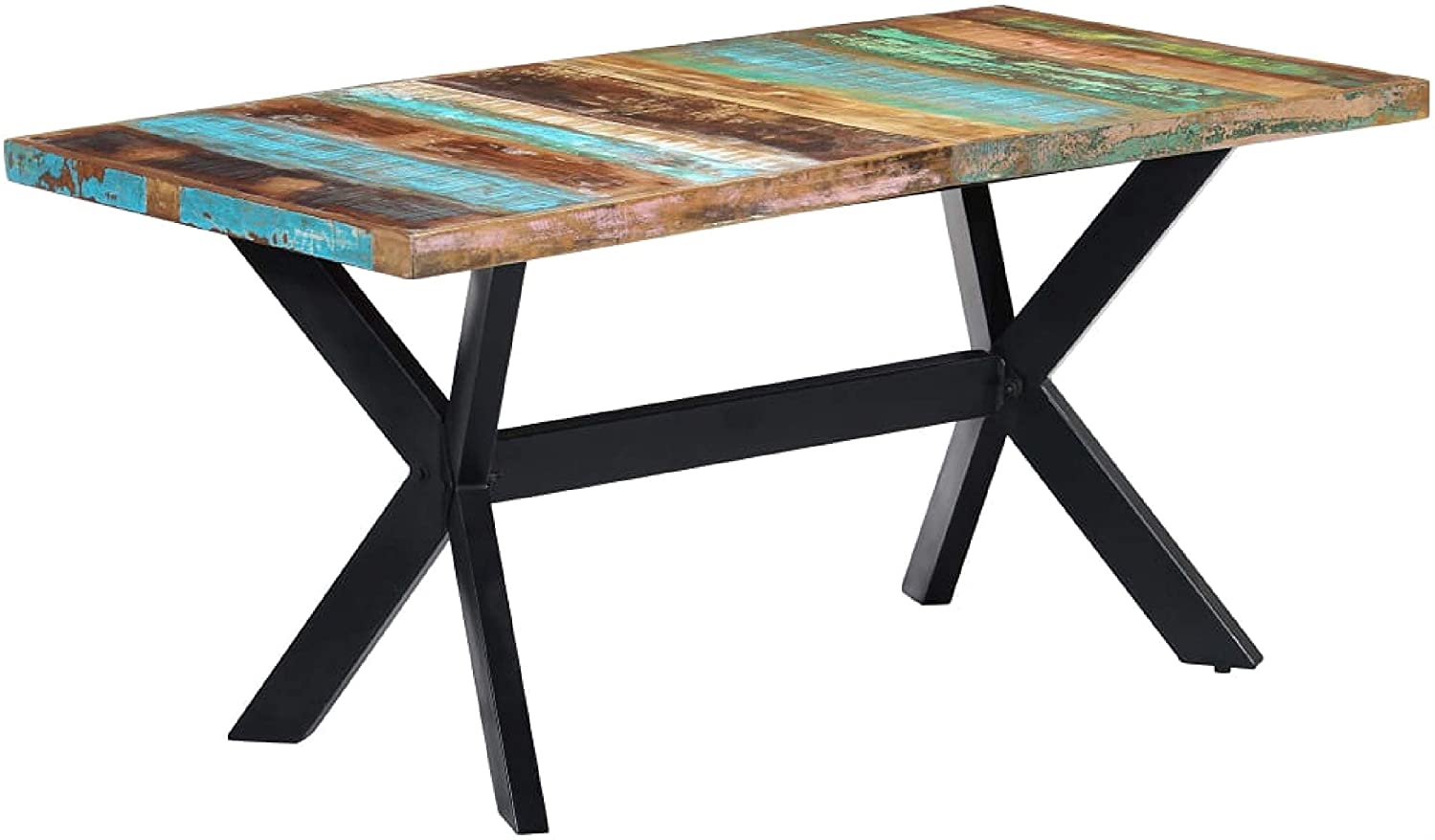 B08TVXLCCK Kitchen & Dining Room Table, Dining Table 63"x31.5"x29.5" Solid Reclaimed Wood