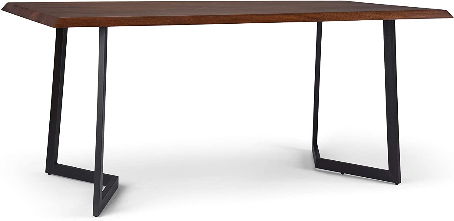B07VVPD3PM SIMPLIHOME Watkins SOLID MANGO WOOD and Mango Wood 72 inch x 36 inch Rectangle Industrial Contemporary Dining Table with Inverted Metal Base in Dark Brown