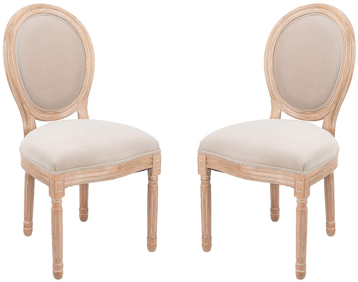 B08PZFTMM7 Dining Chair Set of 2 Classic Fabric Material Upholstered Chair for Kitchen Dining Room (2, Beige)