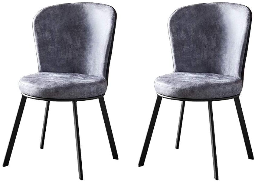 B08FT7RL87 FABAX Dining Chairs Nordic Style Technology Cloth Dining Chairs Set Durable Carbon Steel Dining Room Chairs Simple Home Bar Kitchen Chairs (Color : 2pcs Gray)