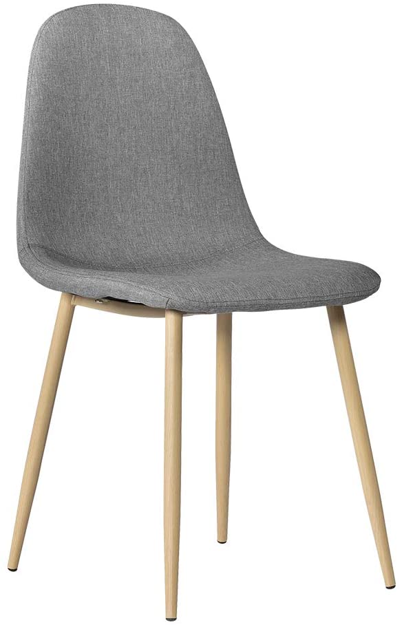 B084JTDPC7 Set of 4 Kitchen Dining Chairs, Easily Assemble Modern Fabric Cushion Seat Chair Iron Tube Legs, Mid Century Armless Chairs for Kitchen, Dining Room, Restaurant, Gray