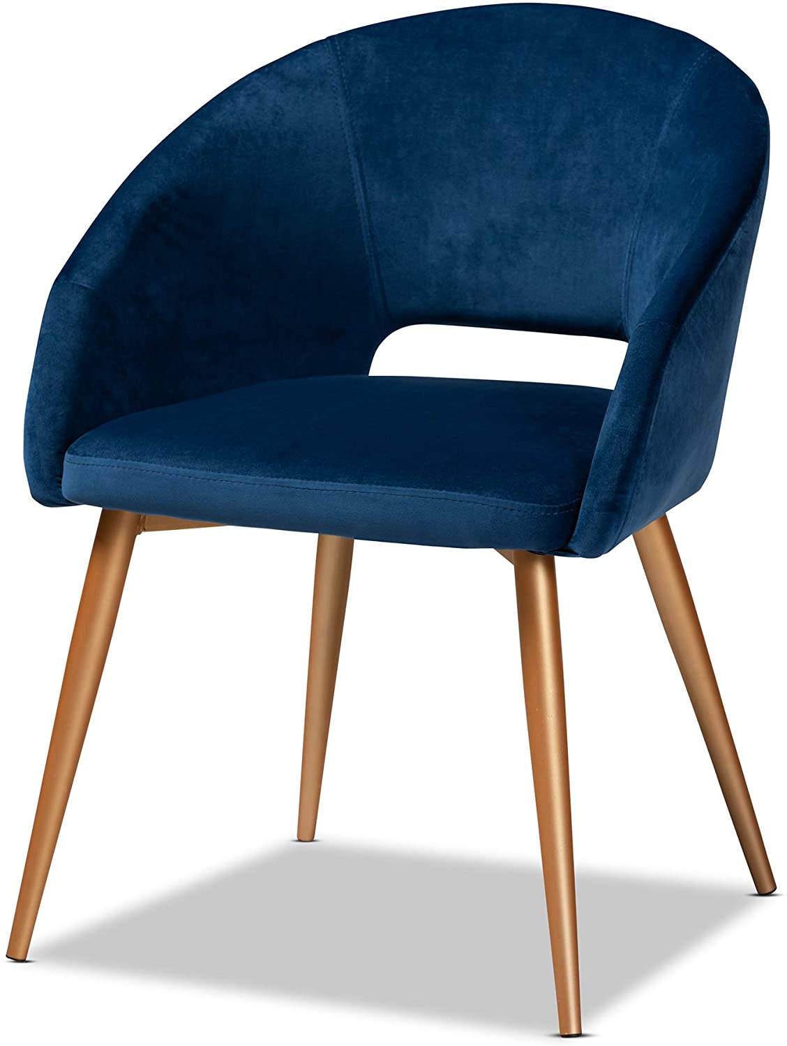 B07YD5GHG8 Baxton Studio Dining Chairs, Navy Blue/Gold