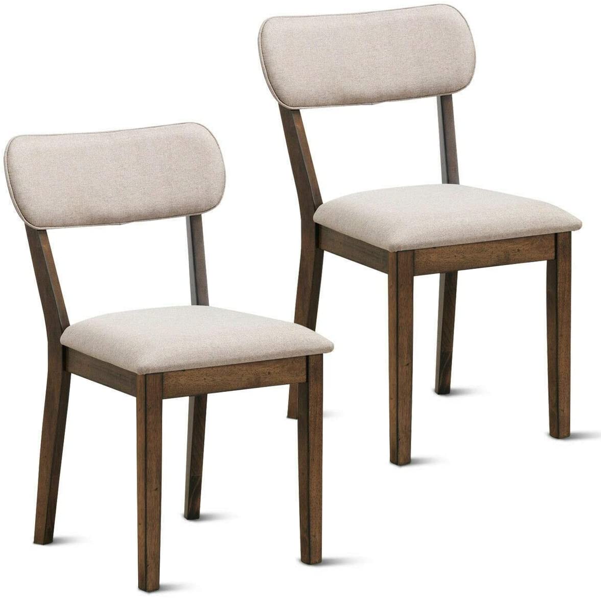 B08TMJ26NN Set of 2 Home Kitchen Room Dining Chair Wood LegArmless Seat Fabric Upholstered