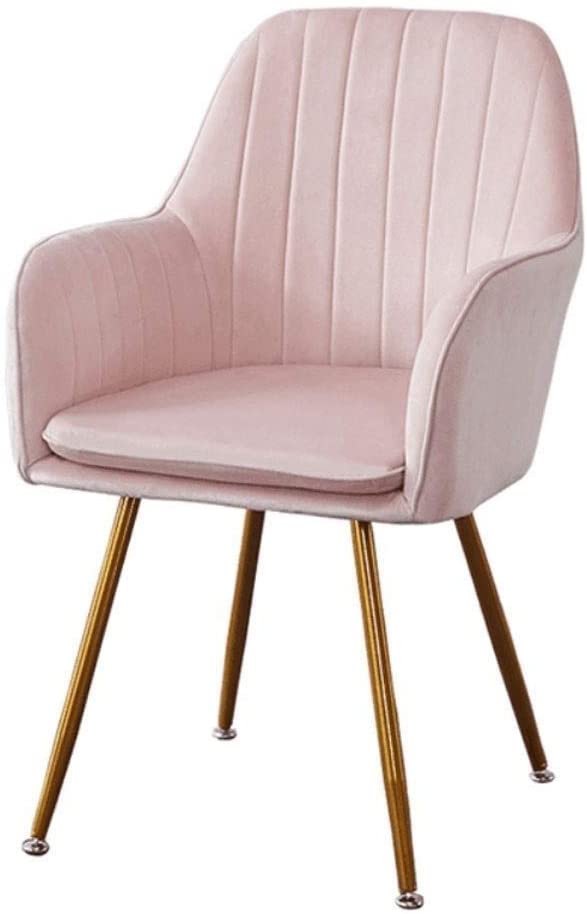 B0869M3BT7 ZCXBHD Retro Dining Chair Soft Velvet Seat and Back with Cushion Metal Legs Kitchen Chairs Armchairs for Dining Room and Living Room Desk Chair (Color : Pink)