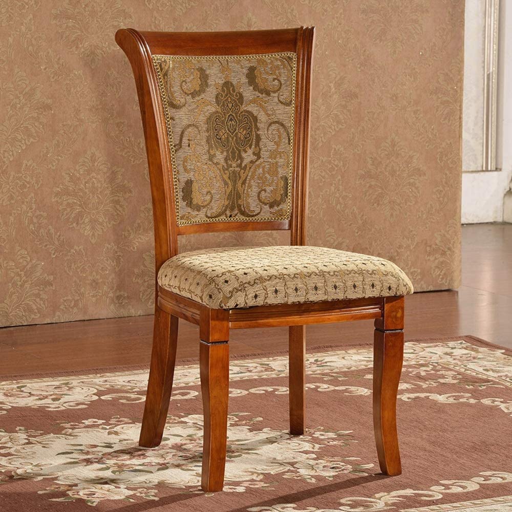 B08HQY5Y1D ROBDAE Dining Chair Solid Wood Dining Chair Club Negotiation Chair Restaurant Hotel Side Chair 2 Pieces for Kitchen Dining Room (Color : Brown, Size : 52x50x106cm)