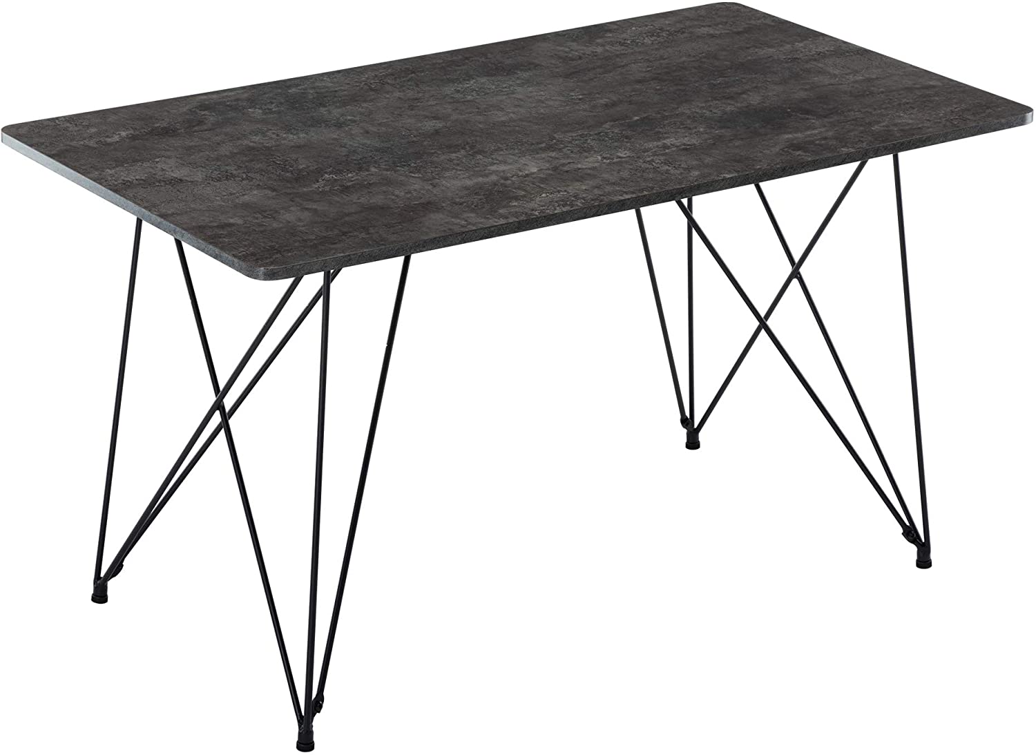 B08H1QSSMS DAGONHIL Modern Wood and Metal Pedestal Rectangle Dining Table, 53" L(Grey Marble)
