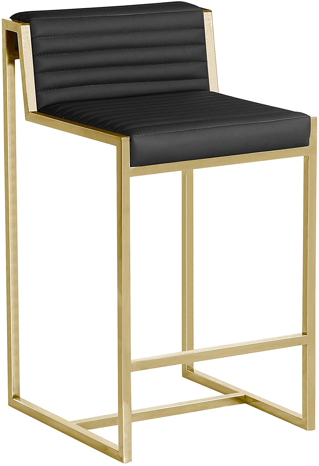B08V1PYM3X Ripple Counter Stool with Brushed Gold Frame (Black)