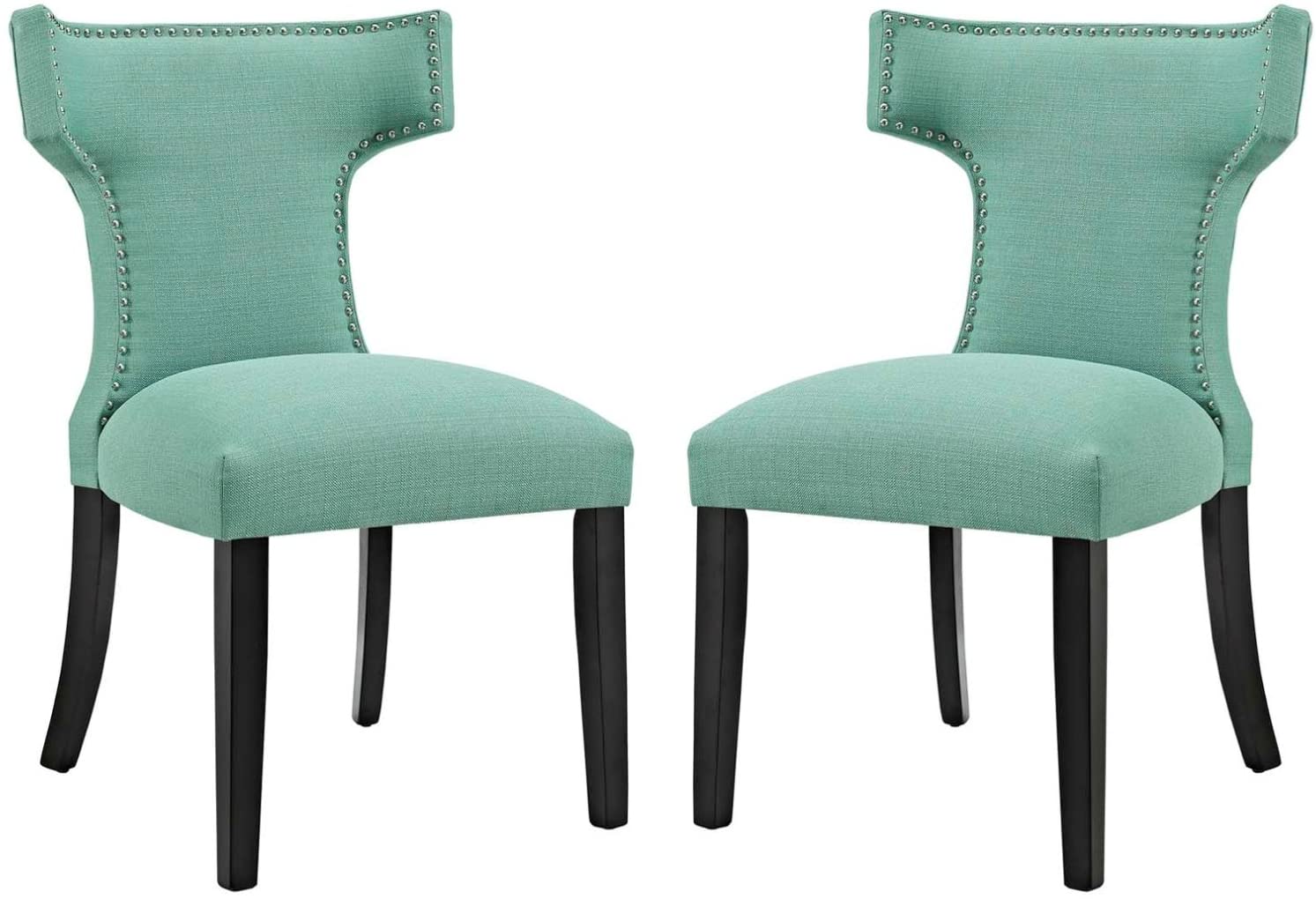 B076DM3MSS Modern Contemporary Urban Design Kitchen Room Dining Side Chair (Set of Two), Blue, Fabric