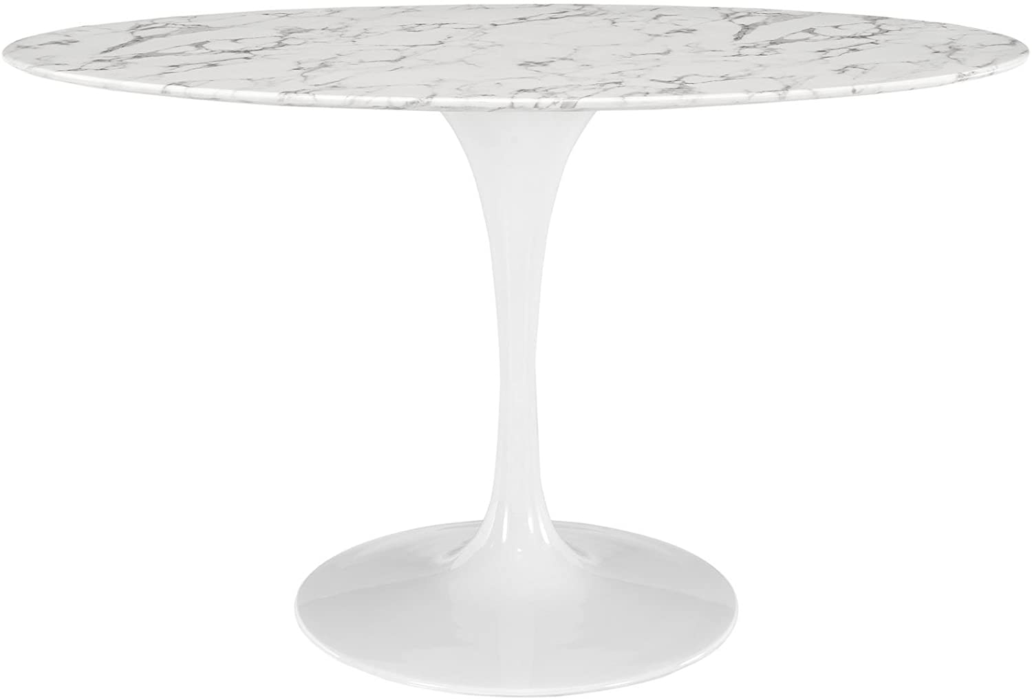 B00IJUL0RA Modway Lippa 54" Oval-Shaped Mid-Century Modern Dining Table with Artificial Marble Top and White Base