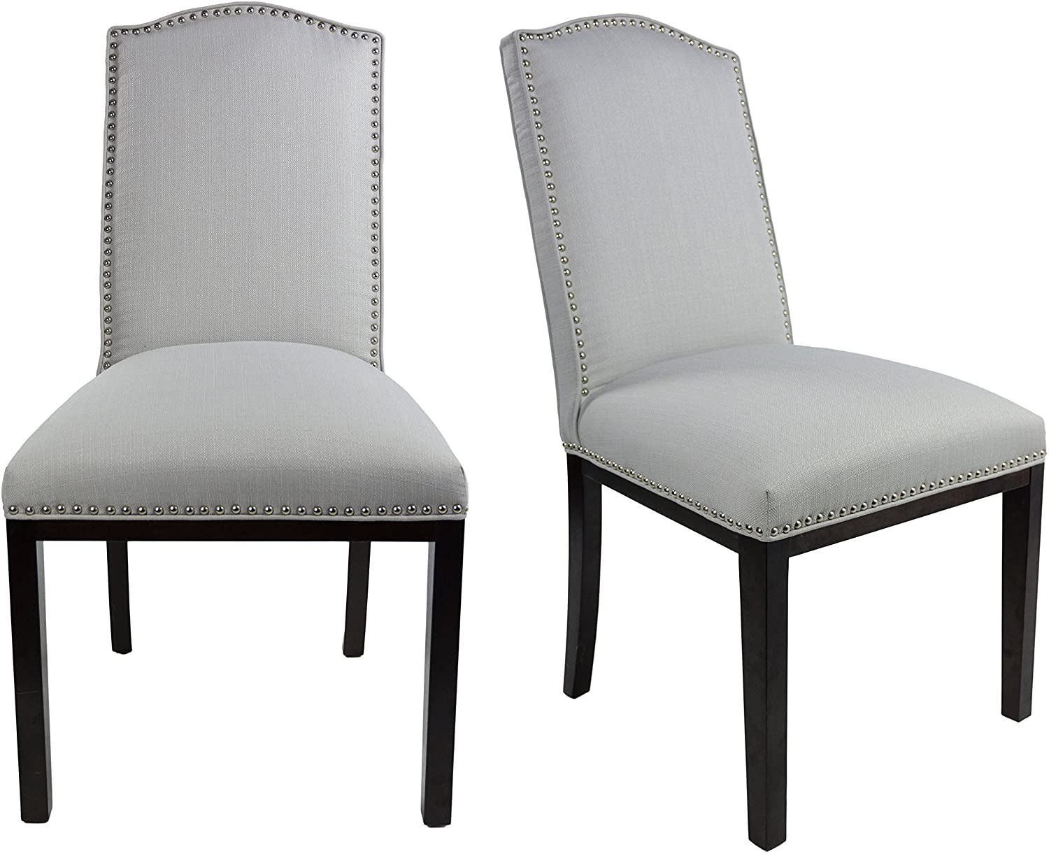 B075DM538W Sole Designs Allison Collection Modern Upholstered Dining Room Chair With Cambel Back Design and Nailhead Trim, Set of 2, Ash Gray