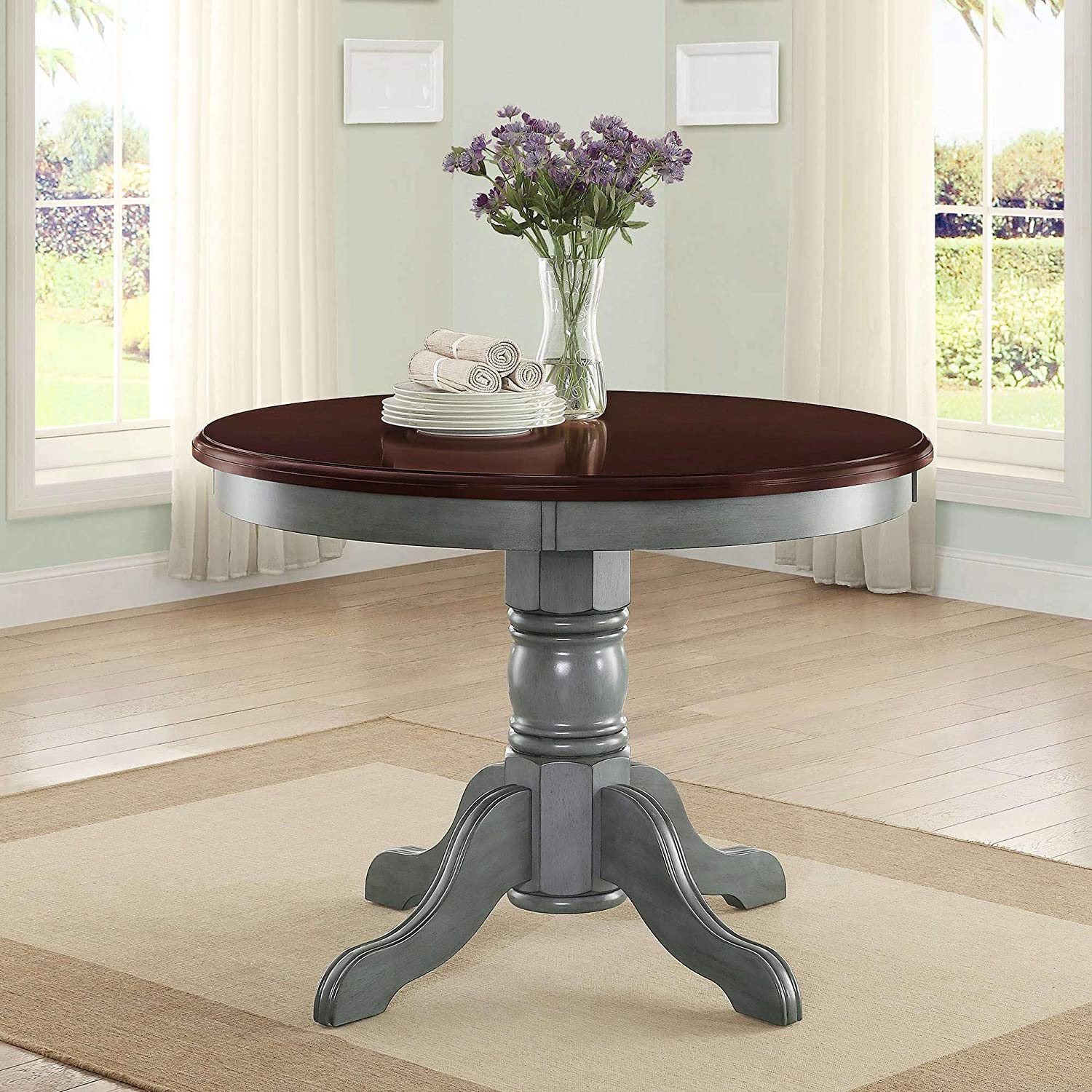 B01HQ72CQO 42" Round Table Top, Easily Accommodates Seating for 4, Multi-Step, Blue