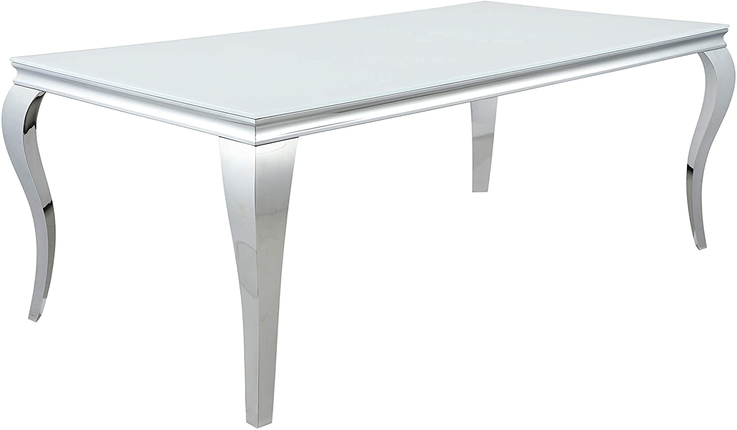 B08HRTT8PD Coaster Home Furnishings Carone Rectangular Glass Top White and Chrome Dining Table