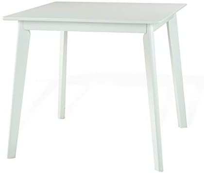B08C2M7S4S Yumiko Solid Wood Square Dining Table Kitchen Modern, White Color