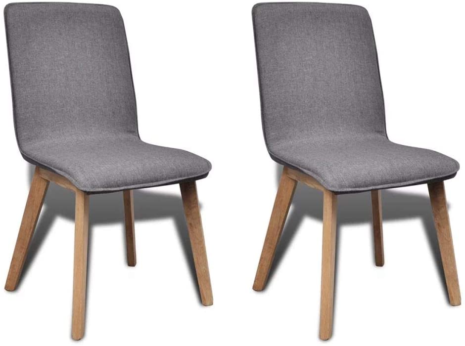 B087M5WJKQ Unfade Memory Wood Dining Chairs Fabric Kitchen Living Room Side Chair with Oak Legs (2 pcs, Dark Gray)