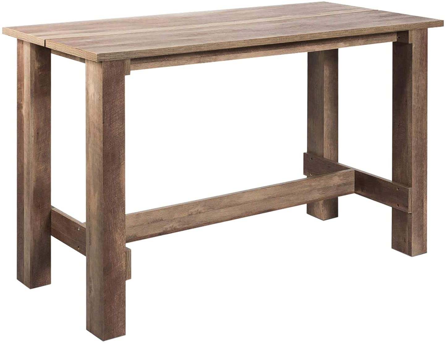 B08Q39LQ22 Farmhouse Dining Table,Rustic Rectangular Dining Room Table Kitchen Island Bar Table Bistro Table Counter Height, Home Office Desk for Living Room, Office，55”L x25.5”W x35.5”H