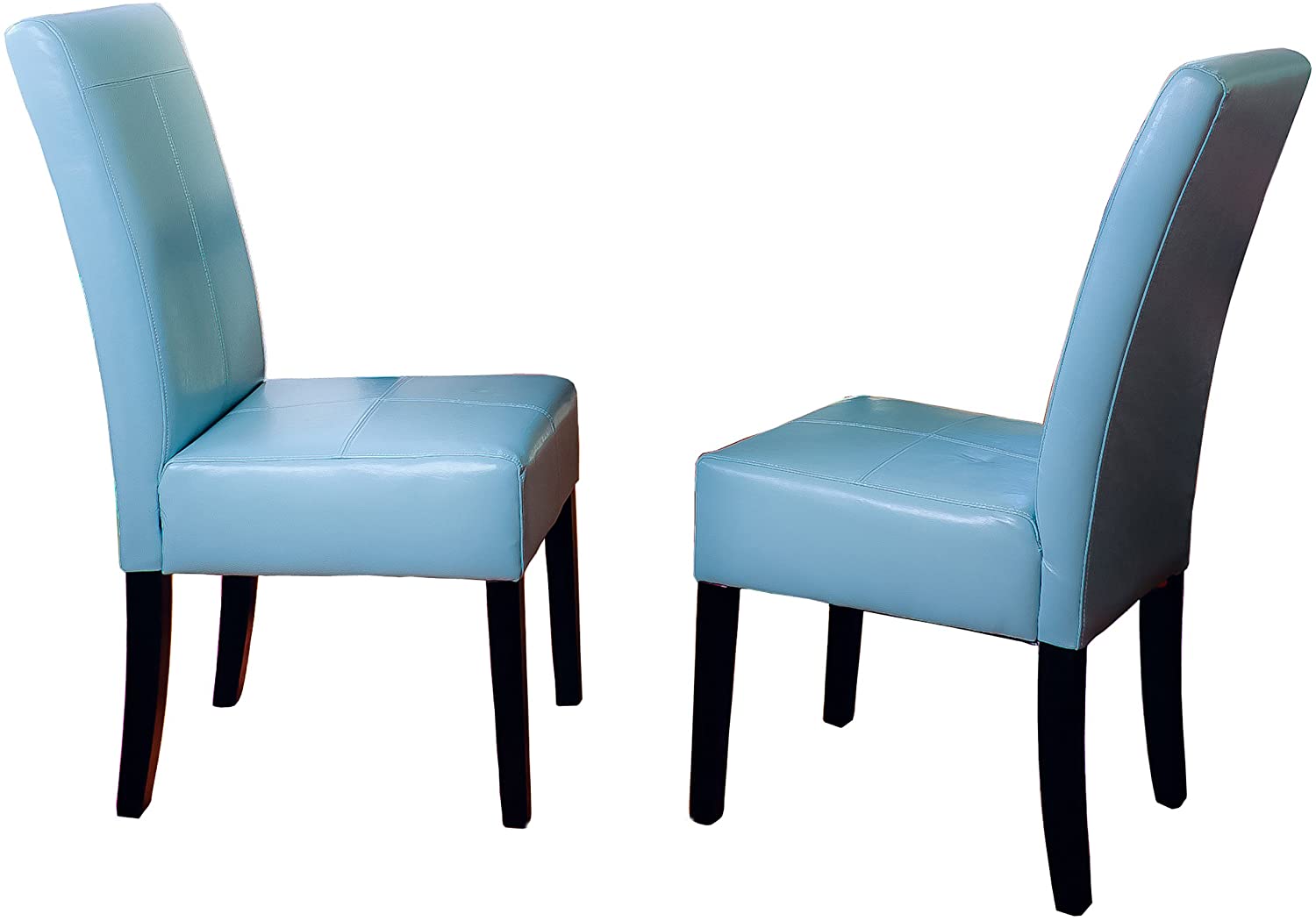 B005Q74Y72 Best Selling Teal Blue T-Stitch Bonded Leather Dining Chair, 2-Pack