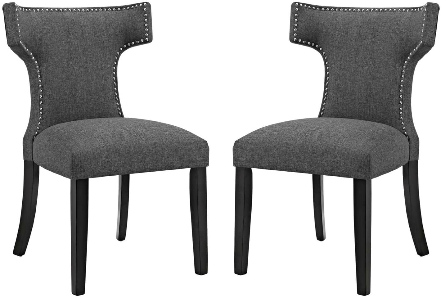 B076DLT1VT Modern Contemporary Urban Design Kitchen Room Dining Side Chair ( Set of Two), Grey Gray, Fabric