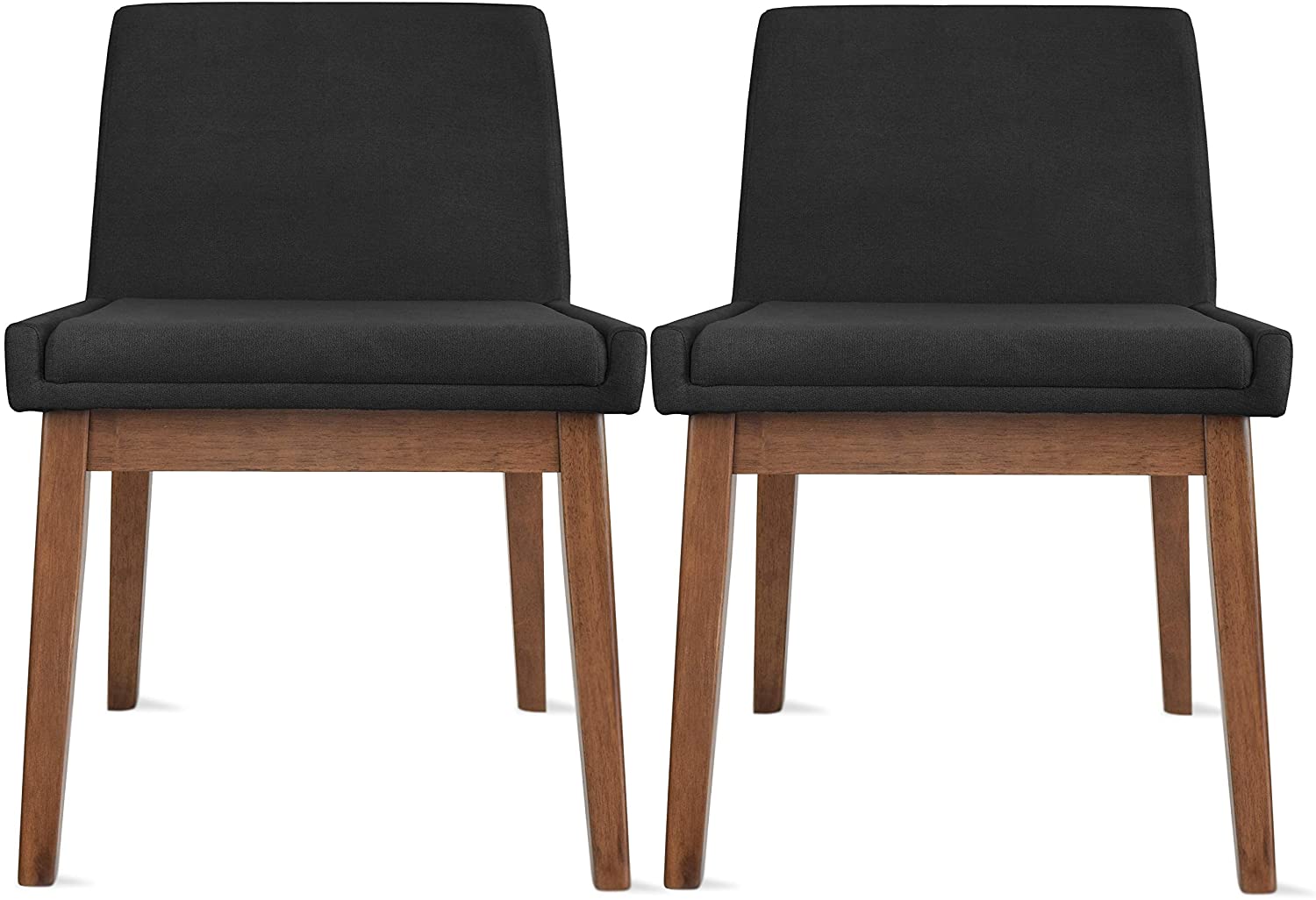 B08Q62T185 2xhome Set of 2 Brown Wood Leg Dining Room Chair with Black Cushion Back & Upholstered Seat
