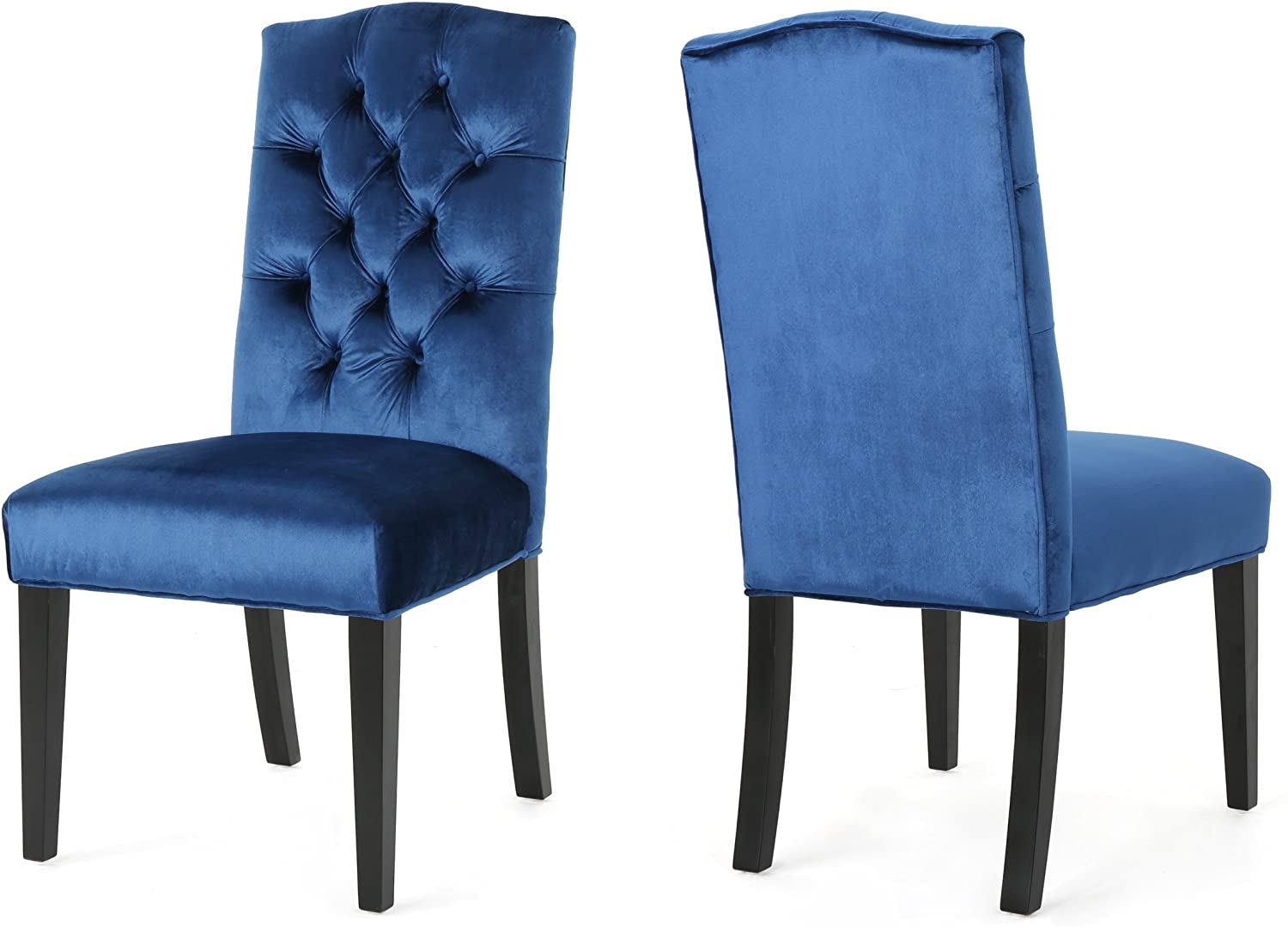 B079P1R5MB Christopher Knight Home 304054 Joyce Traditional Crown Top Navy Blue Velvet Dining Chairs (Set of 2),