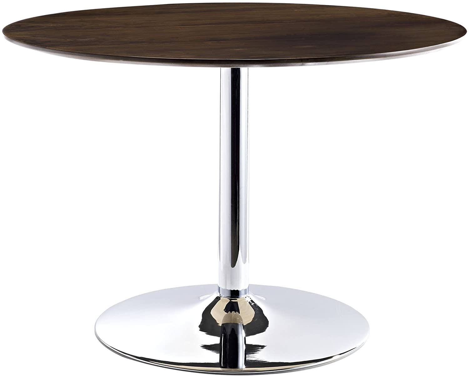 B007QUM9Y2 Modway Rostrum Modern 44" Round Top Pedestal Kitchen and Dining Room Table in Walnut