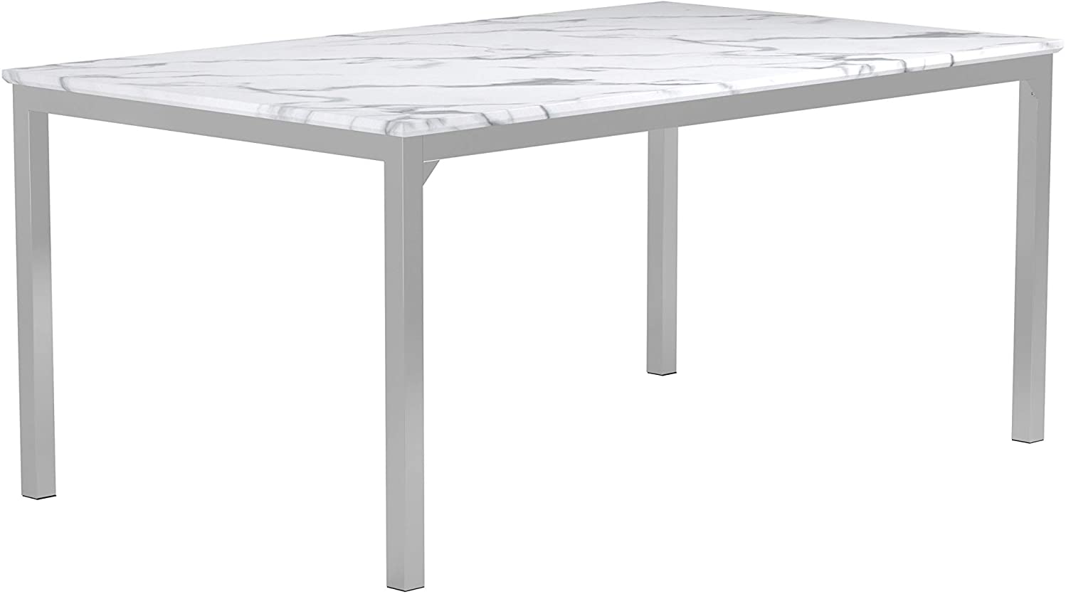B08FT28TB4 Coaster Home Furnishings Athena Rectangle Marble Top Dining Table, Carrara Mable and Chrome