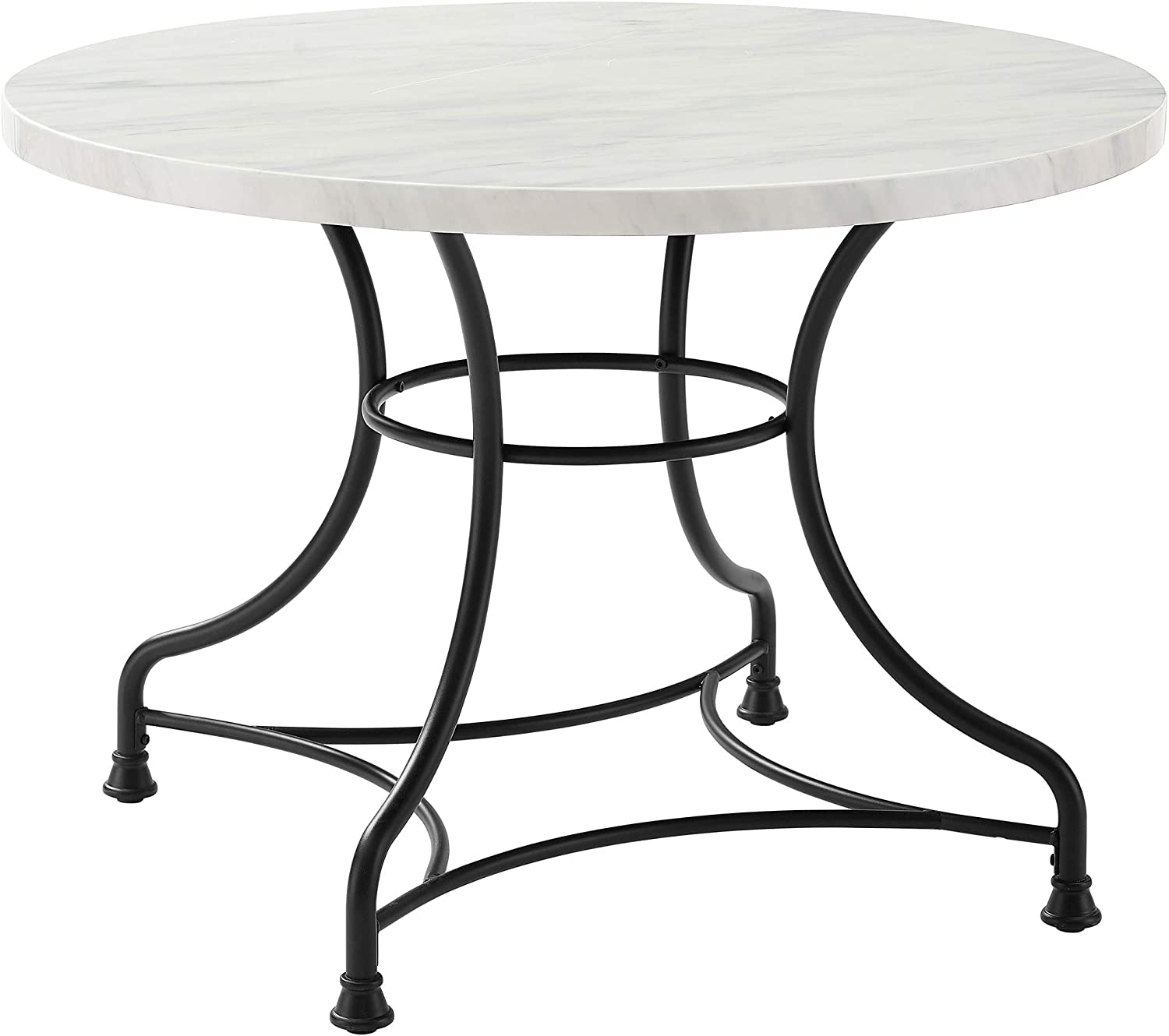 B07TC9ZF5M Crosley Furniture Madeleine 40" Round Dining Table, Steel with Faux Marble Top