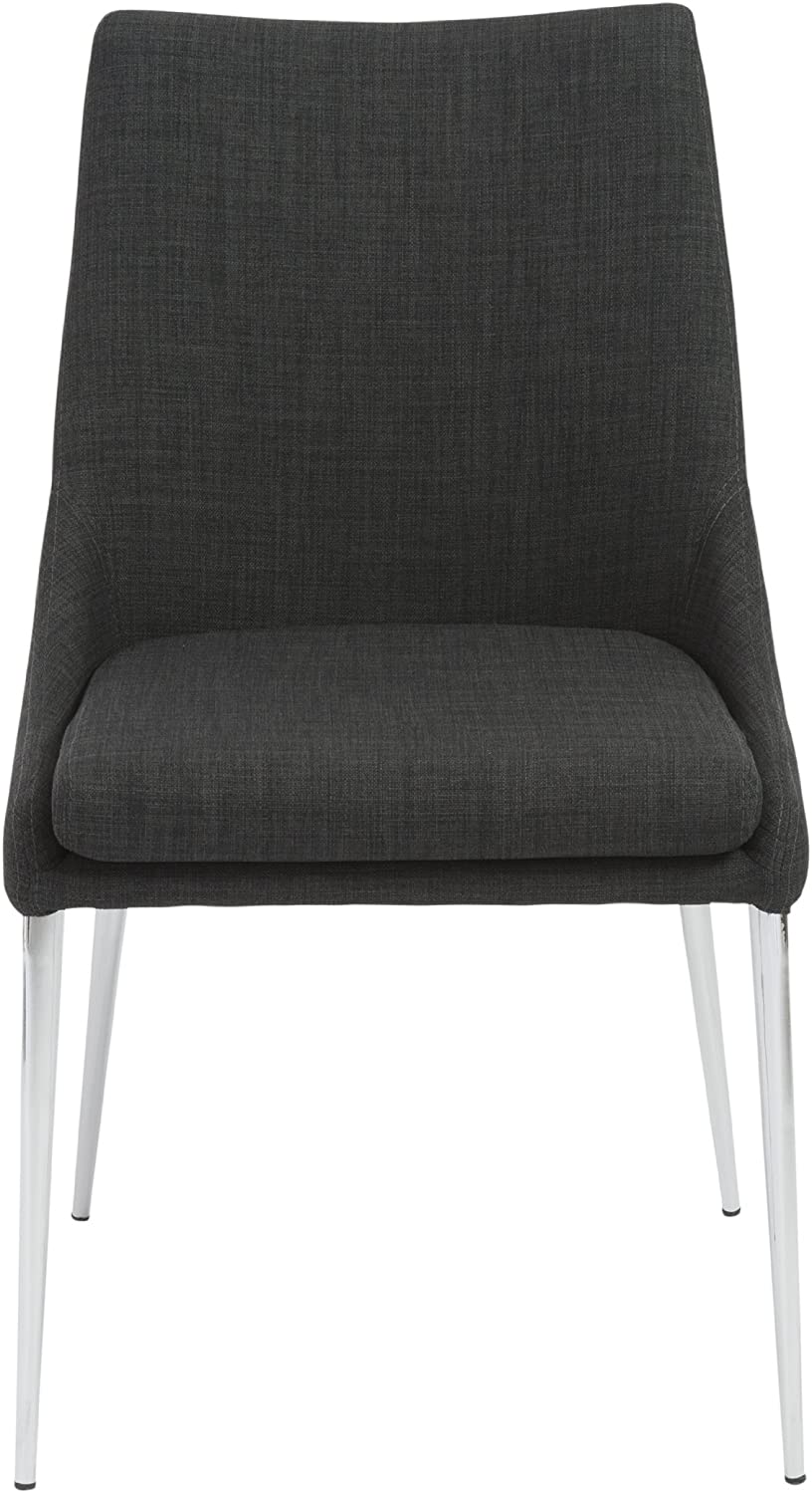 B00K2MT8YA Euro Style Tarnana Upholstered Side Dining Chair, Set of 2, Charcoal Fabric with Chrome Legs