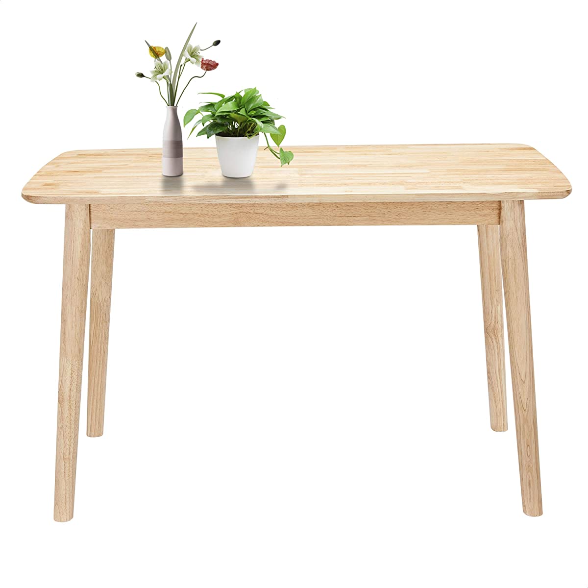 B0853WR824 CangLong Mid-Century Home Kitchen Table Desk with Solid Legs for Dining Room, Natural