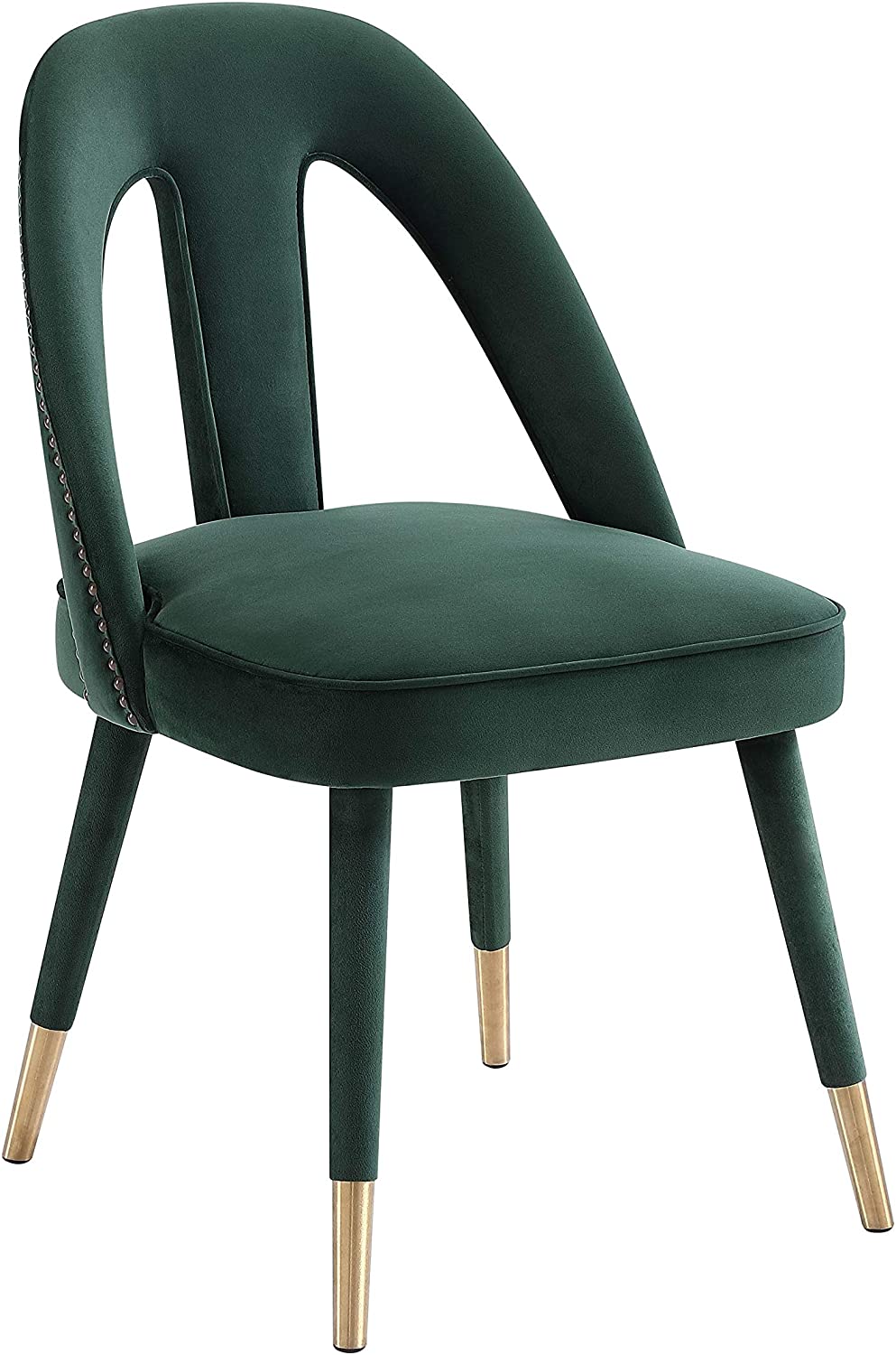 B082N4DJVK TOV Furniture Petra Contemporary Velvet Upholstered Dining Room Chair with Nailhead Trim Accents, 20.5", Forest Green