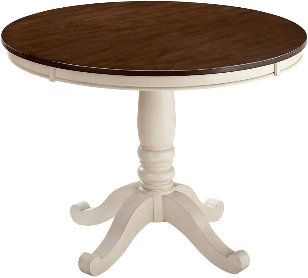 B07512Y25B Ashley Furniture Signature Design - Whitesburg Dining Room Table - Round White & Brown Table