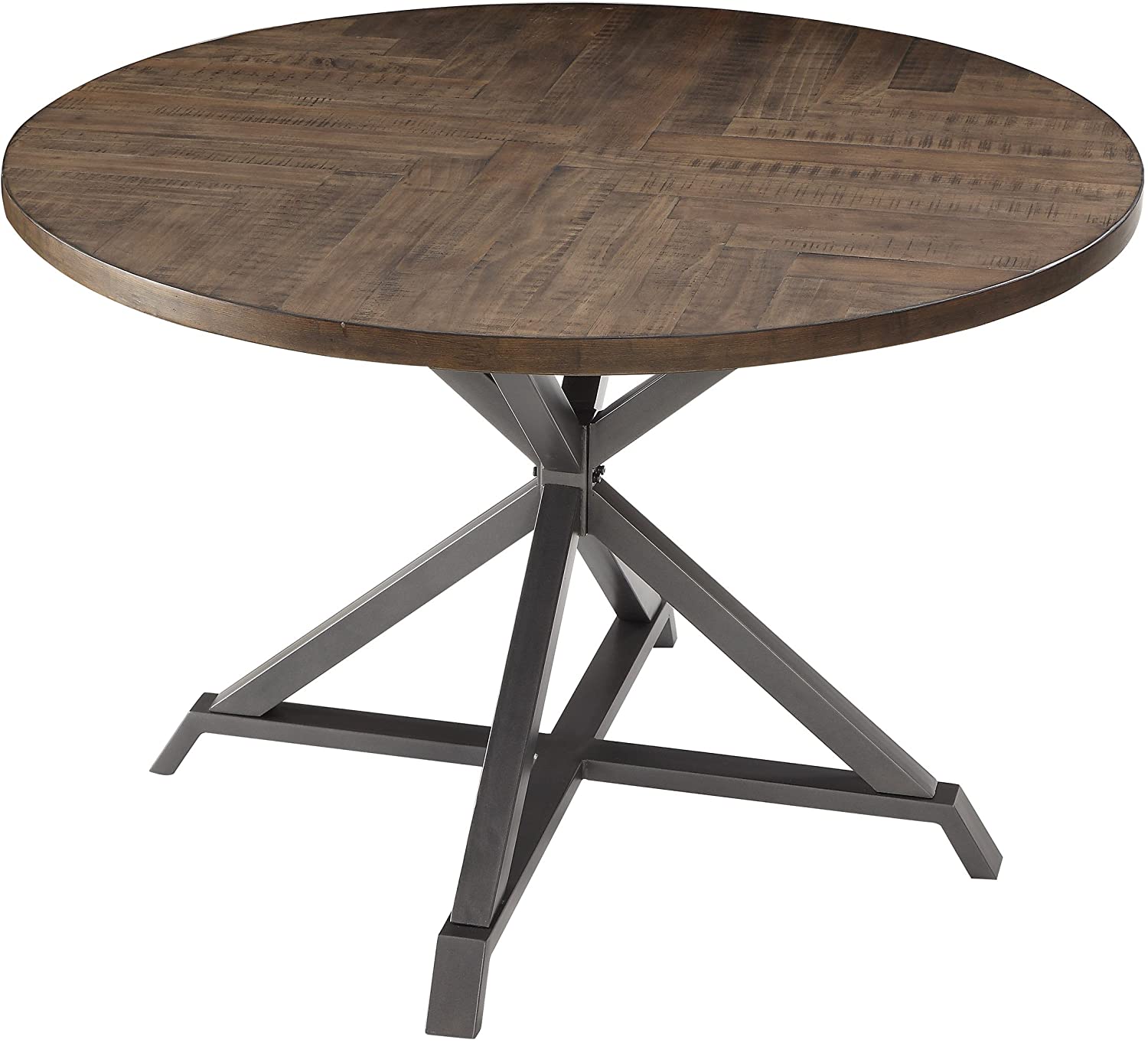 B079Z7Y2XG Homelegance Fideo 45" Round Industrial Style Dining Table, Pine