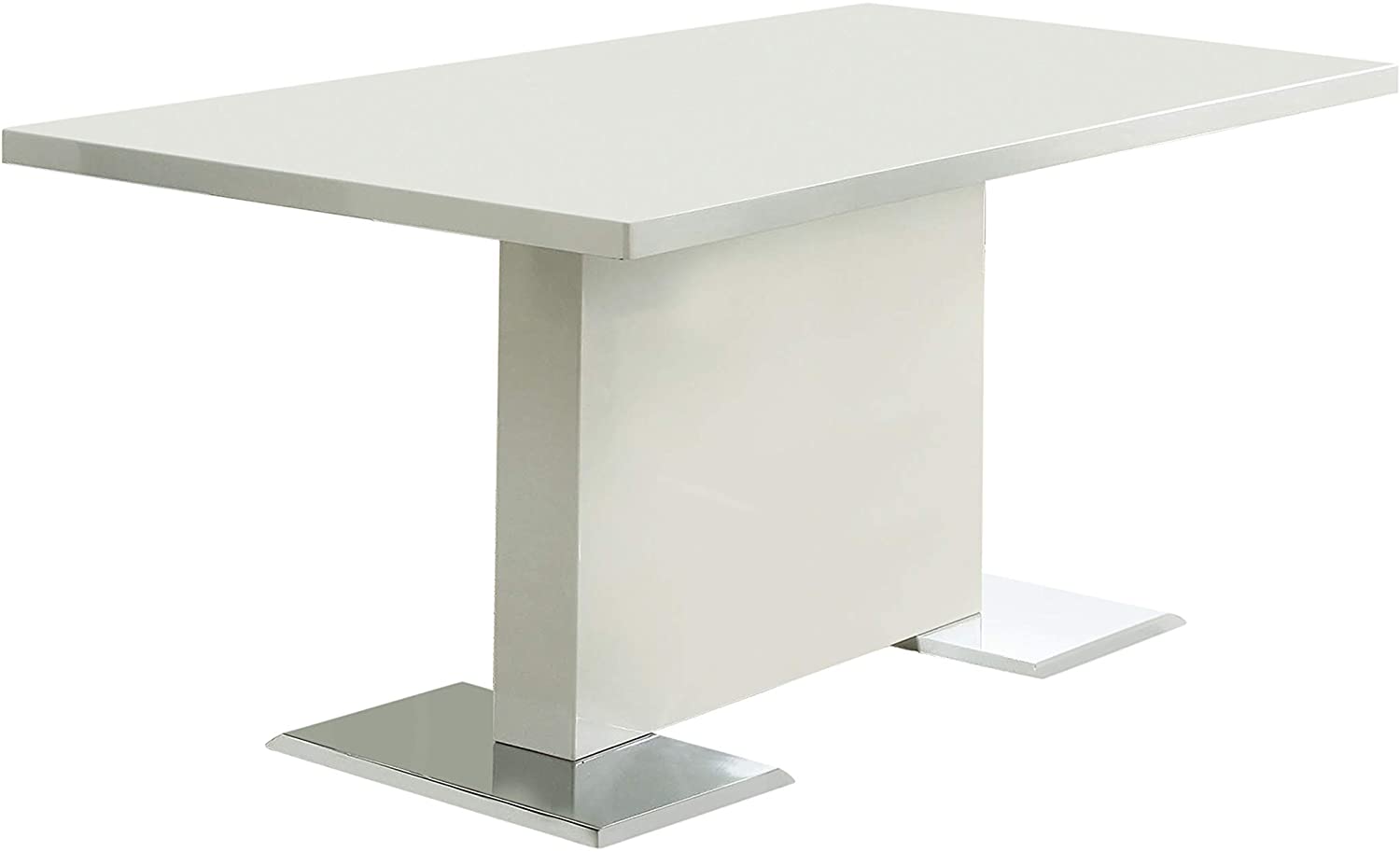 B00RBBS9TK Nameth Dining Table with Metal Base Glossy White