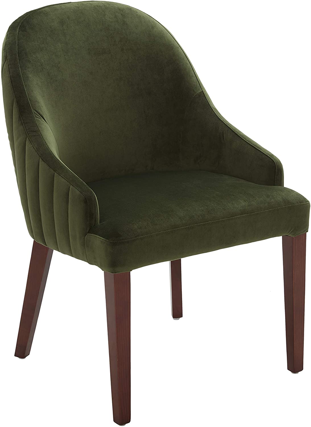 B07QGWLBBC Amazon Brand – Rivet Contemporary Curved Channel-Back Dining Chair, 35"H, Forest