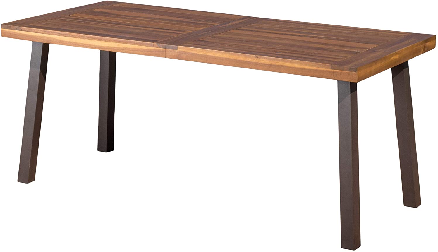 B01GP0FTZE Christopher Knight Home Della Acacia Wood Dining Table, Natural Stained With Rustic Metal