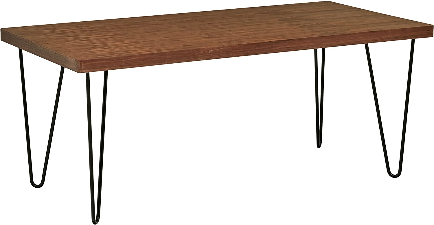 B075YPTG8S Amazon Brand – Rivet Industrial Mid-Century Modern Hairpin Dining Table, 70.9"L, Walnut and Black